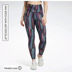 Reebok MYT Allover Print Tights in Semi Proud Pink color - NWT